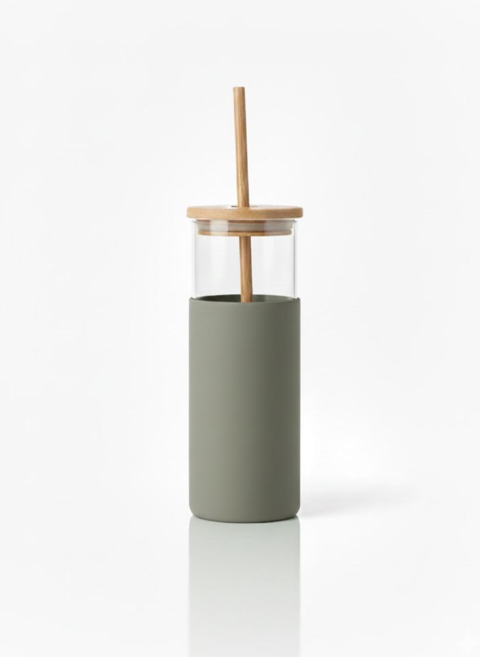 Premium Glass Cup with Grip Sleeve, Anti Slip & Stylish Gift, Office/College Use