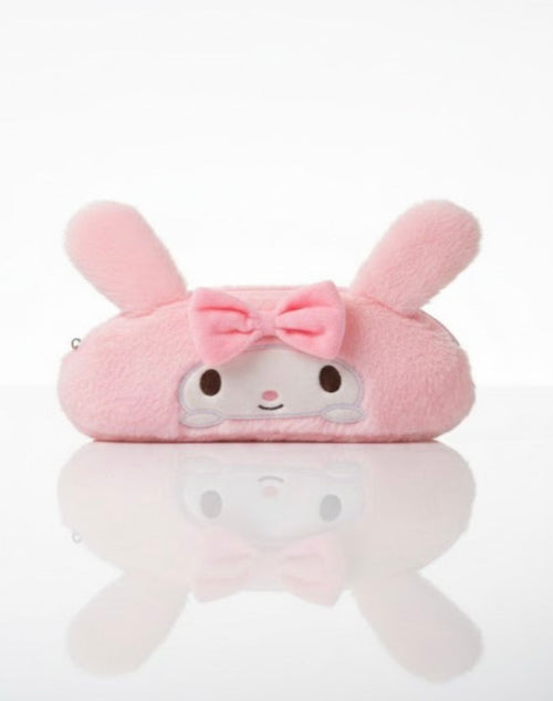 Cute Pink Furry Pouch for Girls, My Melody Pink Furry Pouch, For Makeup & Stationery